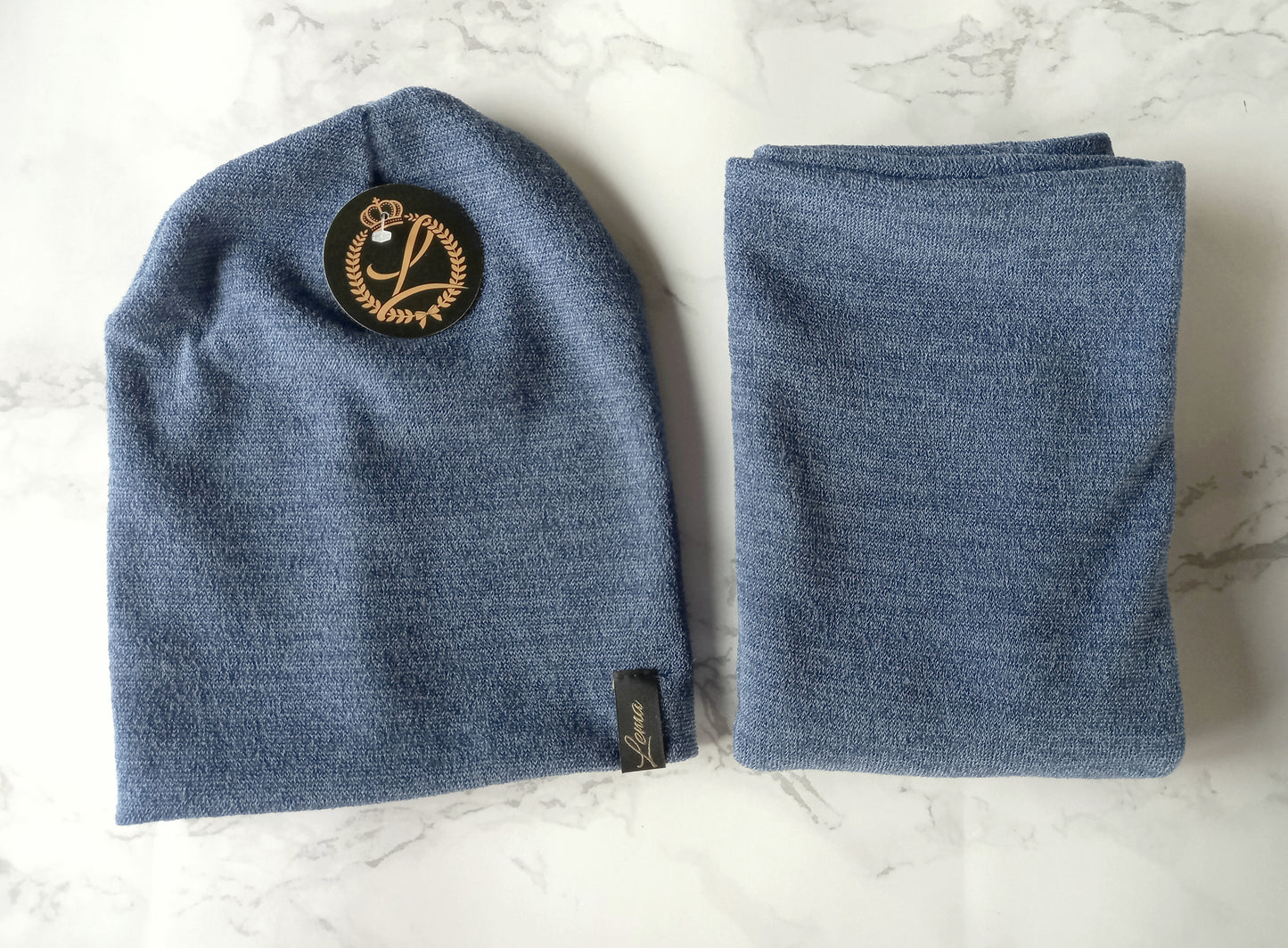 Sinakas-hall mütsi-salli komplekt