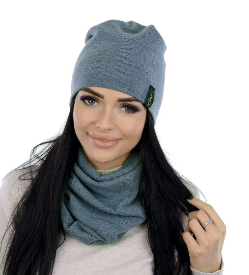 Sinakas-hall mütsi-salli komplekt